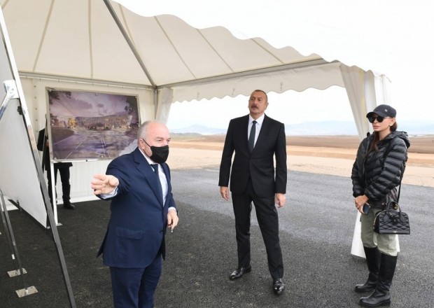 Dövlət başçısı Zəngilan Beynəlxalq Hava Limanının tikintisi ilə tanış oldu- YENİLƏNİB