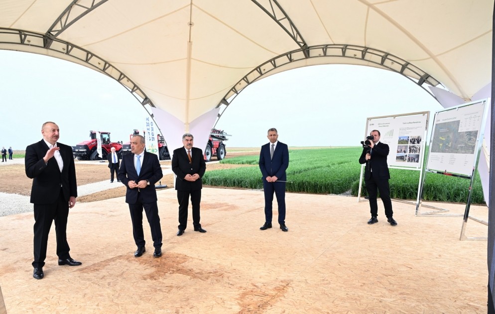 Prezident Hacıqabulda suvarma qurğuları kompleksi ilə tanış oldu - FOTOLAR