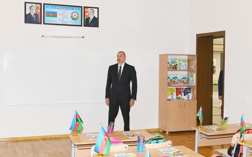 Prezident Aqarunovun adını daşıyan məktəbin açılışında - FOTO (YENİLƏNİB)