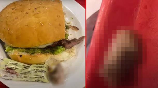 Hamburgerdən insan barmağı çıxdı - FOTO
