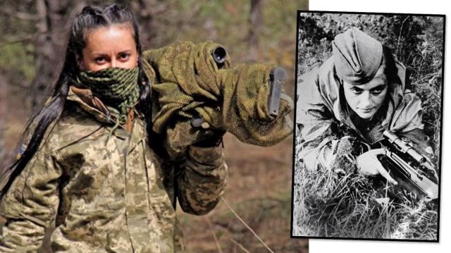 Rus əsgərlərinin qorxduğu ukraynalı snayper qadının FOTOLARI