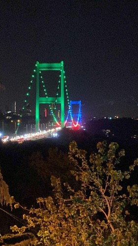 İstanbulun rəmzləri Azərbaycan bayrağı ilə işıqlandırıldı - FOTO