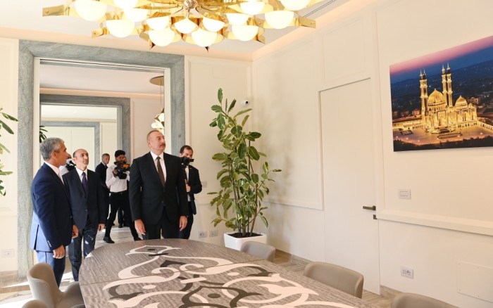 Prezident İtaliyada yeni səfirlik binasının açılışında - FOTOLAR
