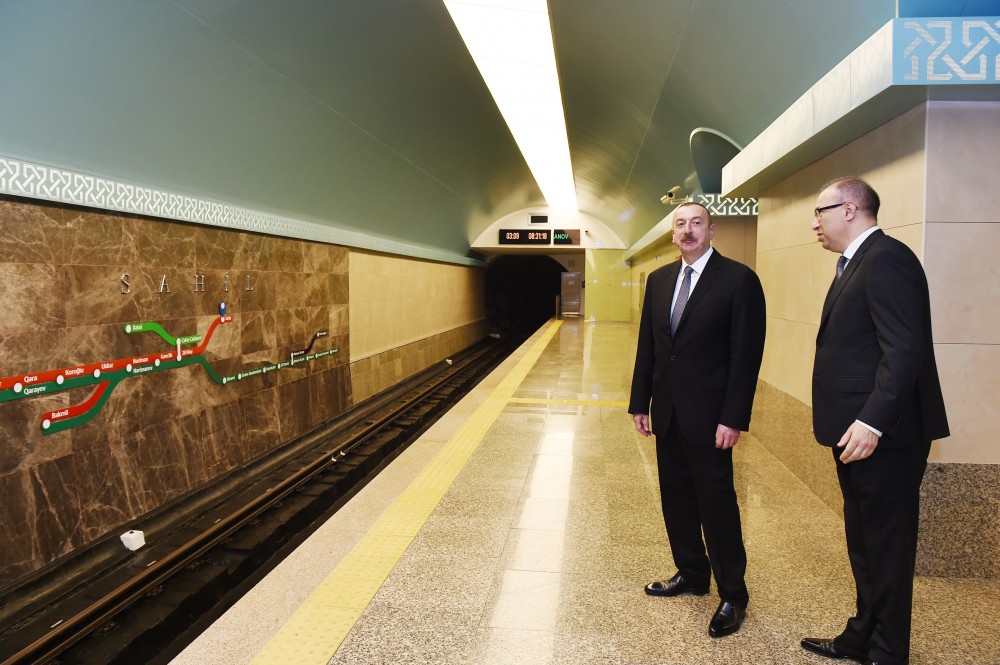 Sahil metrosu istifadəyə verildi  Prezident açılışda - FOTOLAR